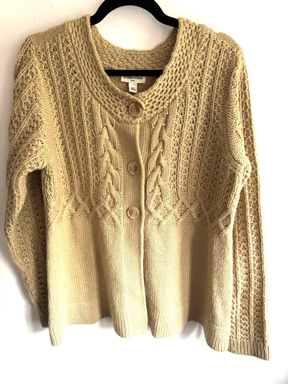 St. John's Bay Cable Knit Cardigan in Brown Size PXL